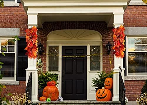 Halloween Garland Decor Black Indoor Halloween Table Decorations Fall Wall Hanging Maple Leaves Artificial Black Maple Leaf Vine